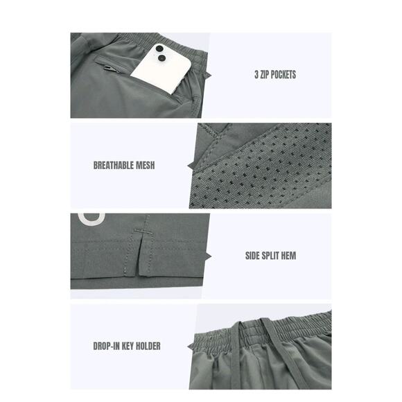NORTHYARD Mens 7" Running Shorts with Zipper Pockets Size Small Gray Athletic S5 - Picture 5 of 7